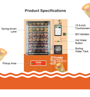 Distributeur automatique compact de nouilles instantanées avec écran tactile intelligent pour boissons, plats chauds et nouilles en gobelet, idéal pour usines et écoles