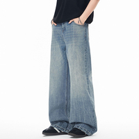 Jeans droits délavés rétro de haute qualité pour hommes et femmes, nouveau design, coupe ample et large