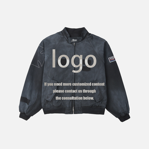 Chaqueta Cortavientos Vintage <span class=keywords><strong>de</strong></span> Algodón Lavado con Bordado <span class=keywords><strong>de</strong></span> Carreras para Hombre y <span class=keywords><strong>Mujer</strong></span> - Product Image 2