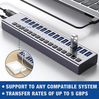 Grosir WFYEAR PEC-716 USB 3.0 10/16 Port Hub Aluminium Alloy - Plug and Play Pengisi Daya Data Multiport Portabel Tersedia