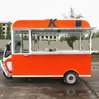 Chariot de restauration rapide électrique en acier inoxydable à trois roues, semi-fermé, camion de cuisine intégré, stand mobile pour petit-déjeuner, hot-dogs