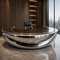 Bureau moderne en acier inoxydable 304, forme de bureau, forgé à la main, poli miroir, luxe personnalisé, bureau d'hôtel