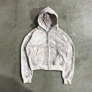 Custom High Quality Oversize Camouflage Pullover Zip up <b>Hoodie</b> <b>Men</b> Digital Printed Real Boxy Cropped <b>Camo</b> <b>Hoodie</b> Manufacturer - Product Image 2