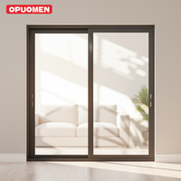 Pintu Geser Aluminium Ganda Modern dengan Kaca Tempered Model Tetap Terbuka Tahan Angin untuk Apartemen Hotel Taman Kamar Tidur Gudang