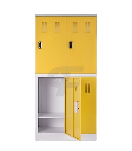 Casillero Metálico Inteligente de 4 Puertas en Amarillo, Blanco y Azul para Escuelas y Hostales, MOQ Bajo, OEM, Personalizado en Acero - Product Image 1