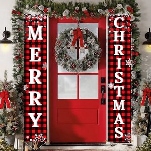 Front Door Welcome <strong>Christmas</strong> Porch Banners <strong>Black</strong> Porch Sign Hanging Xmas <strong>Decorations</strong> for Home Wall Indoor Outdoor <strong>Decorations</strong> - Product Image 2