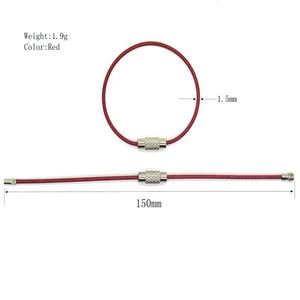 YIWANG Red Stainless Steel Wire <b>Key</b> <b>Chains</b> Cable 150MM <b>Key</b> Ring - Product Image 3
