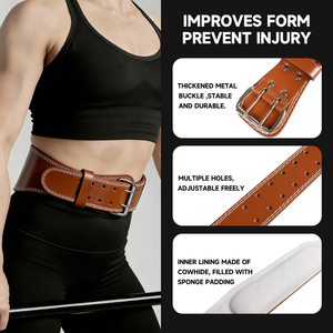 Cinturón Prémium de Cuero para Entrenamiento de Levantamiento de Pesas Equipo de Fitness Fajas de Cintura con Base de Tela de Cuero Accesorio para <span class=keywords><strong>Gimnasio</strong></span> - Product Image 2