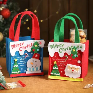 Sacchetto di caramelle di natale regalo feltro Tote Bag di natale avvolgere biscotti torte bomboniere Decor babbo natale pupazzo di neve cervo borsa per bambini ornamenti