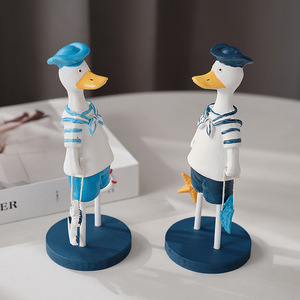Figurines de canard de style méditerranéen, décor d'animaux en résine pour chambre à coucher, chambre d'enfant, 2 pièces - Product Image 3