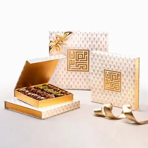 Paket kertas penyimpanan permen Lebaran Mubarak kotak hadiah Ramadan dengan tas dekorasi pita