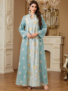 高品质女装-优质棉萨尔瓦卡梅兹刺绣再生材料海军蓝绿色巴基斯坦风格 - Product Image 3