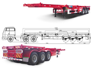 Semirremolque Esqueleto de 3 Ejes y 45 pies para <span class=keywords><strong>Transporte</strong></span> de <span class=keywords><strong>Contenedores</strong></span>, Precio Económico de Fábrica - Product Image 1
