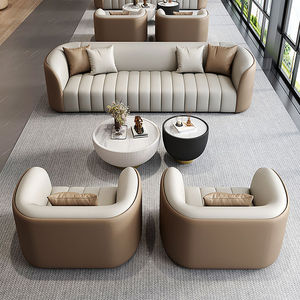 Conjunto de sofá y mesa de centro para recepción de oficina, diseño moderno de lujo ligero para salón y área de descanso de oficina - Product Image 1