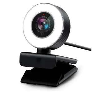 USB الموالية الكمبيوتر الويب 1080P كامل HD كاميرات الويب السيارات التركيز الكمبيوتر كاميرا USB PC كاميرا مع المزدوج الميكروفونات LED مصباح مصمم على شكل حلقة كاميرا