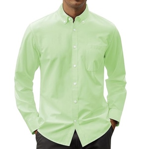Camicie Oxford in cotone 100% da uomo a manica lunga alla moda camicie di colore solido logo di personalizzazione - Product Image 2