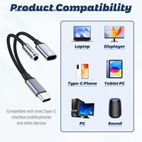 Adaptateur de chargeur audio Type C vers 3,5 mm 2 en 1 Type C vers prise casque Convertisseur de charge rapide Adaptateur séparateur