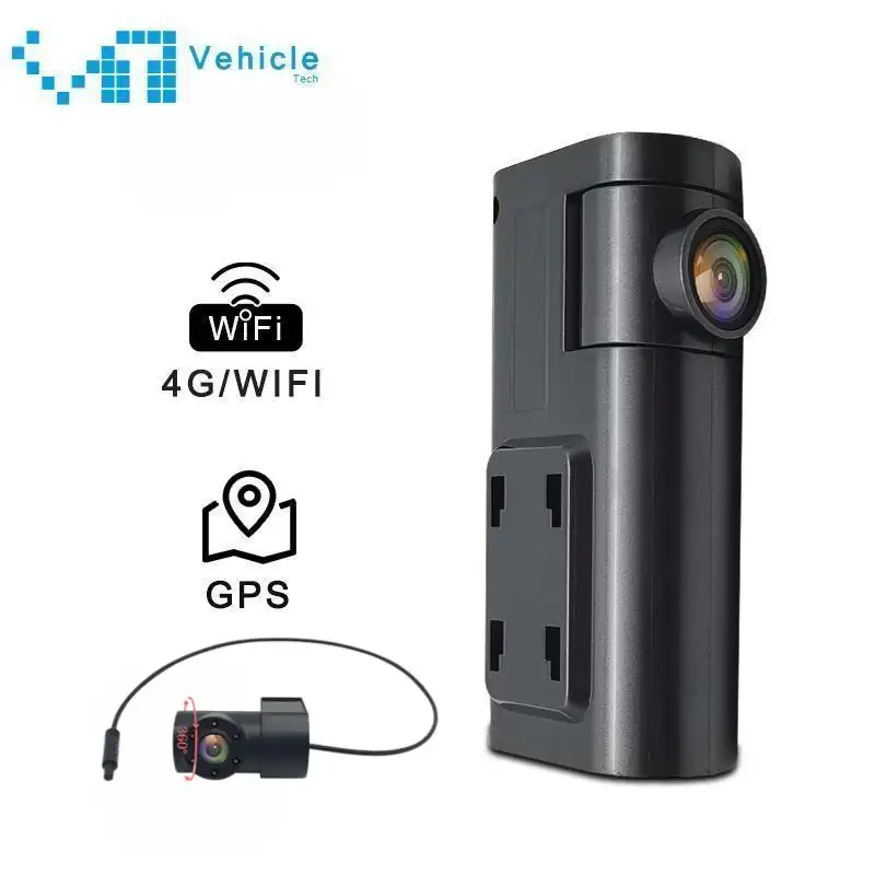 Veículo-Tech Melhor Preço 4G 2CHS WIFI MINI Estilo Escondido Frente IR dentro da cam GPS Dashcam HD1080P Gravação Em CMSV6 ou CMSV7