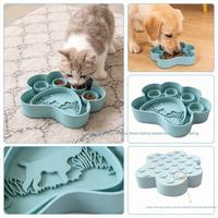 Bol de nourrissage lent pour chat et chien en silicone écologique de qualité alimentaire en forme de patte avec ventouse