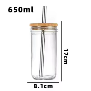 Tự làm thăng hoa cá nhân Glass Coffee Mug 8oz 16 oz 24 oz Glass Mason Jar với nắp tre và rơm cho uống - Product Image 6