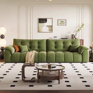 Sofá de tela con mechones de color crema, forma cuadrada, versátil para salas de estar pequeñas, diseño de tres plazas - Product Image 5