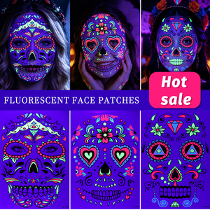 Tatuajes Temporales Faciales No Tóxicos con Diseño Intrincado de Corazón y Flor Luminosos para la Noche del Día de los Muertos, Ideales para Fiestas de Halloween, Modelo AW26 - Product Image 4
