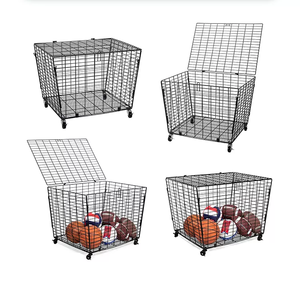 Keranjang Penyimpanan Bola Garasi, Troli Penyimpanan Bola Olahraga, Lemari Bola Basket untuk Pengatur Peralatan Sekolah dengan Tutup - Product Image 3