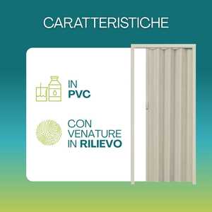 Porta Pieghevole Moderna in PVC con Venature in Rilievo 215x84 Cm Spessore 3 Cm Maniglia Inclusa - Product Image 3