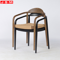 Chaise de salle à manger empilable en bois massif au design nordique moderne, siège en corde tressée, chaise de salle à manger marron pour hôtel