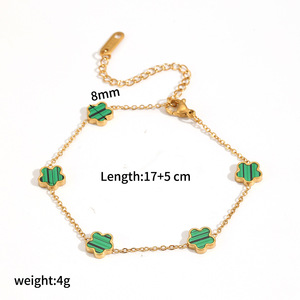 Collar de Acero Inoxidable con Cinco Flores para Mujer, Chapado en Oro de 18k, Colgante Colorido, Cadena para Clavícula, Joyería de Moda, Regalo - Product Image 4