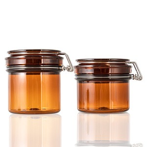 Plastic PET Jar W/ Hinged Lids Cosmetic Jar 120g 150g 200g Packaging Skin Care Cream Screw Cap Round Shape