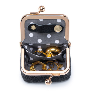 Mini organizador de joyas de cuero genuino, monedero Vintage moderno, cierre de beso, estuche de viaje portátil pequeño <span class=keywords><strong>para</strong></span> caja de bolsa de <span class=keywords><strong>joyería</strong></span> - Product Image 3