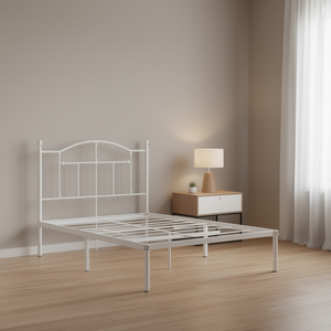 Letto Singolo Moderno in Acciaio Bianco, Design Rettangolare, Letti in Metallo, Arredamento Camera da Letto - Product Image 2