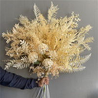 [ Bahan Bunga] Hydrangea Buatan, Mawar, Daisy, Larkspur, Daun Sutra Plastik, Rumput Lumut Gantung, Dekorasi Tempat Pernikahan