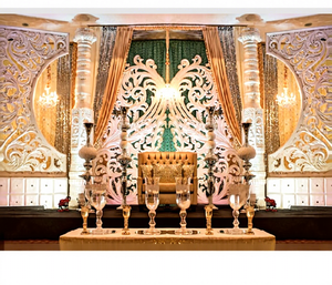 Escenario para Recepción de Bodas, Elegante Panel de Fibra para Decoración de Fondo, Decoración para Ceremonia de Boda India, Evento en Massachusetts - Product Image 1
