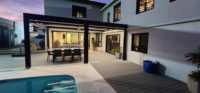 Pergola motorisée rétractable en aluminium avec lames orientables, abri solaire pour terrasse extérieure, jardin, patio