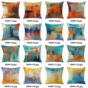 Fundas De Almohada MA-99 fundas de almohada decorativas con pintura de óxido desordenado azul y naranja abstracto Vintage - Product Image 3