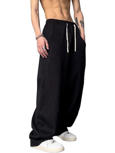 <span class=keywords><strong>Pantaloni</strong></span> Casual da Uomo Personalizzabili Stile Hip Hop con Vita Elastica e Coulisse, Gamba Larga, <span class=keywords><strong>Tasche</strong></span> Laterali, Oversize - Product Image 2