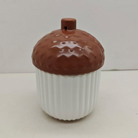 Pot à bougie en céramique écologique personnalisable de 217 ml, en forme de gland, avec couvercle, design côtelé minimaliste pour Noël, ambiance maison