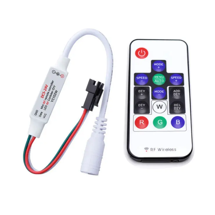 Mini RF RGB LED Controller Dimmer DC 5V-24V WS 2811 14 Keys Wireless Remote Control for Changing LED Strip Lights