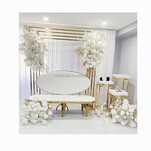 Evenementenfeest Glanzend Goud Bruiloftsframe Bloemenboog Opstelling Achtergrondstandaard Voor Bruidskamer Opstelling Decoratie