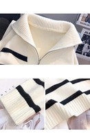 Pull en Laine/Cachemire Vintage Premium pour Femme, Col Rabattu Chic, Tricoté, Manches Longues, Demi-Zip, pour l'Été 2026