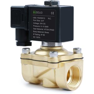 États-Unis Vanne solénoïde en laiton massif 3/4 po 24 V CC normalement fermée pour eau, air, diesel - Product Image 1