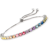 Minimalista Multicolor Cubic Zirconia Rectángulo Cristal Chapado en oro Joyería Zircon Tenis Rainbow CZ Pulseras y brazaletes