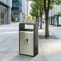 Poubelle commerciale moderne de luxe en acier inoxydable et acier galvanisé, écologique, avec cendrier, 50L, extérieure, verrouillable