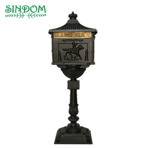 صندوق بريد أحمر من الألومنيوم المصبوب بتصميم عتيق مع قفل للخارج - Product Image 5