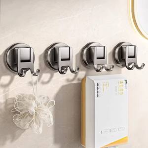 Support mural à ventouse double crochet pour cuisine et salle de bain, multifonctionnel, sans perçage, en ABS, design minimaliste - Product Image 3