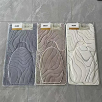 Tapis de bain carré moderne en polyester jacquard épais, antidérapant, avec support TPR, lavable en machine, couleurs personnalisées, gaufrage, pour la maison