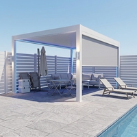 Pergola bioclimatique intelligente en aluminium robuste de qualité commerciale, avec écran zippé et éclairage LED, 4x3, pour jardin