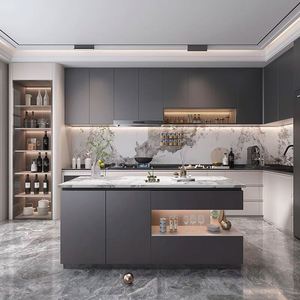 Professionnel bon prix complet noir couleur acrylique cuisine Design armoires modernes pour meubles de cuisine armoires de cuisine - Product Image 2